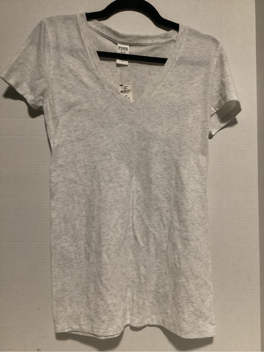 Pink Victoria's Secret New Women's Light Gray V-Neck Short Sleeve Tee Medium
